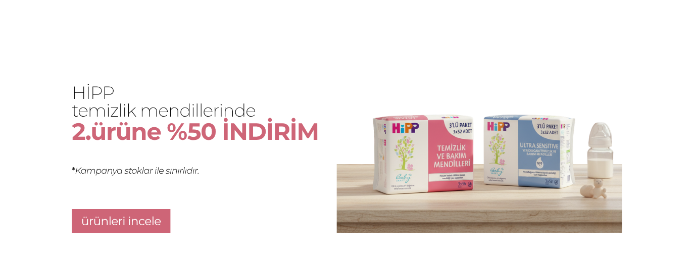 Hipp markalı ıslak mendillerde 2. ürüne %50 indirim