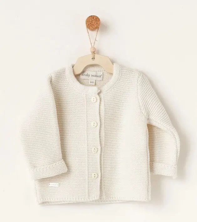 Andywawa Bebek Tri̇ko Ceket Basic Ac26344 Ekru
