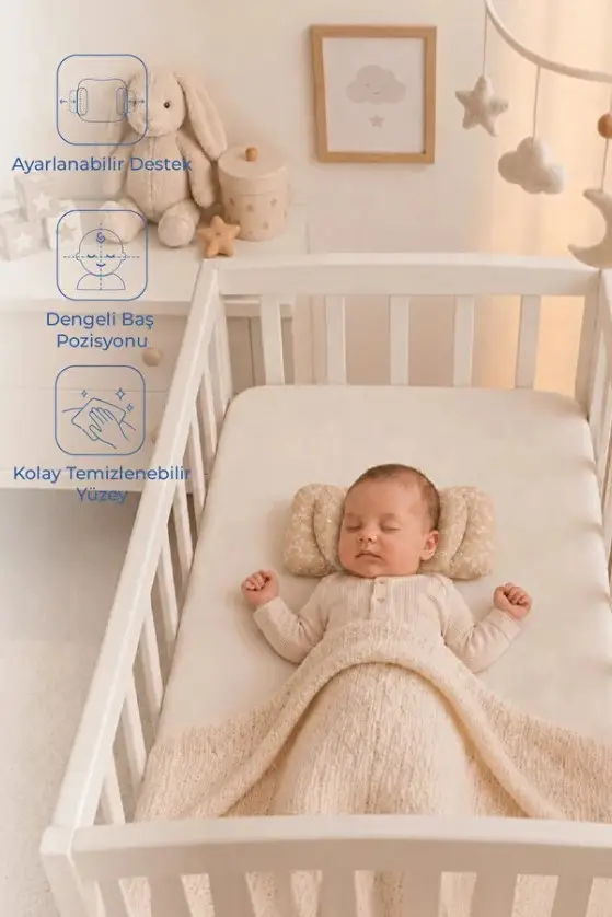 BabyJem Ayarlanabilir Düz Kafa Yastığı 937 Somon Çiçek
