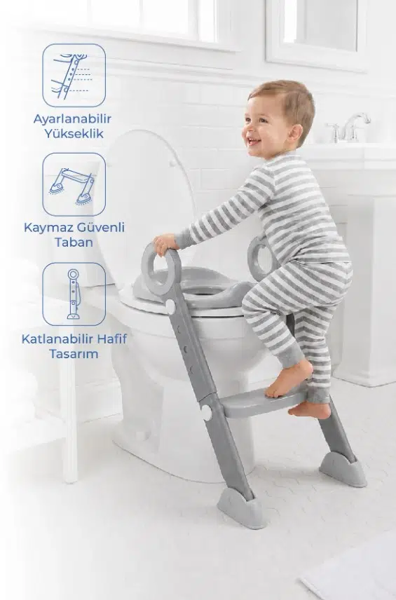 BabyJem Basamaklı & Katlanır Klozet Adaptörü 861 Soft Gri