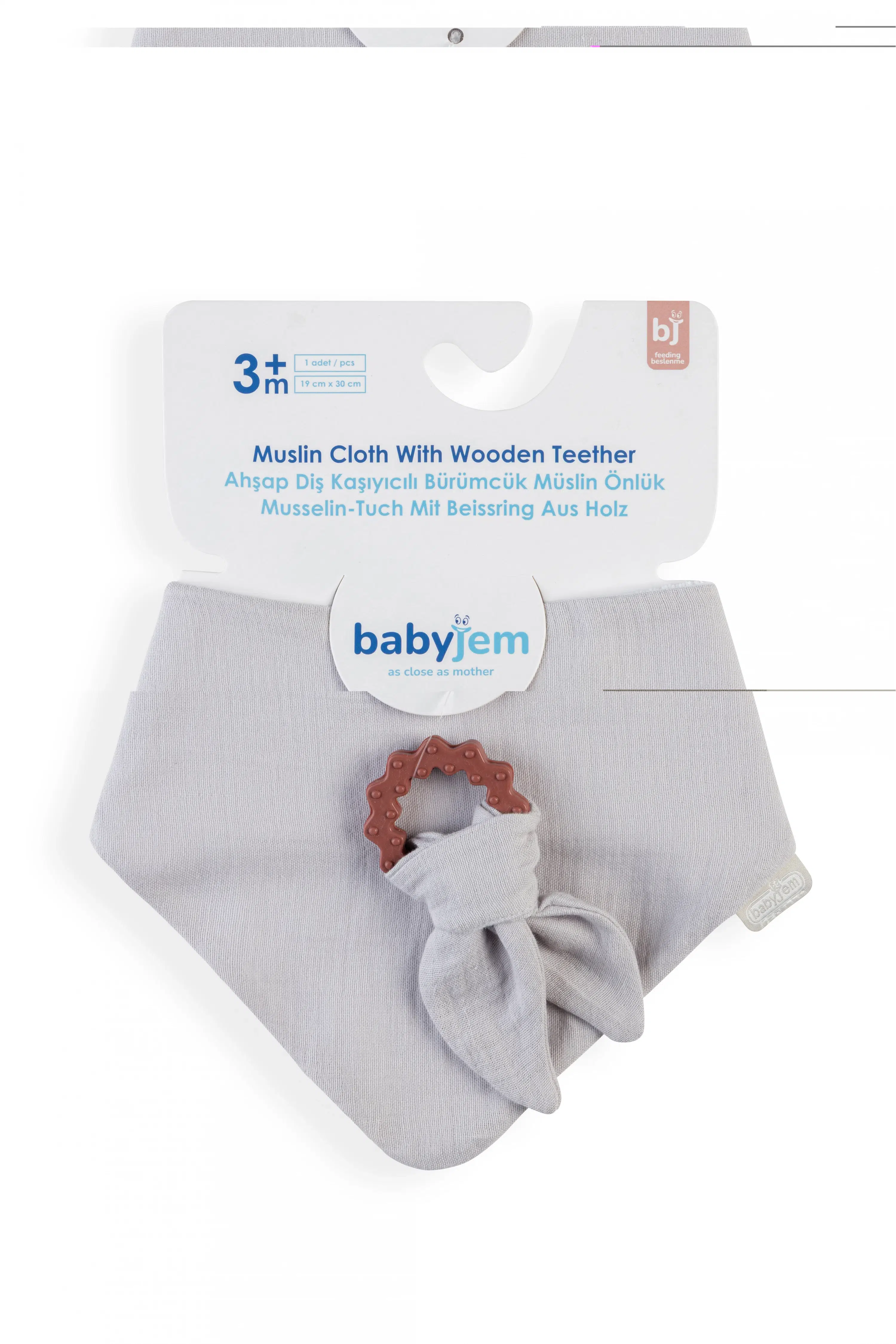 BabyJem Silikon Diş Kaşıyıcılı Müslin Önlük 736 Gri