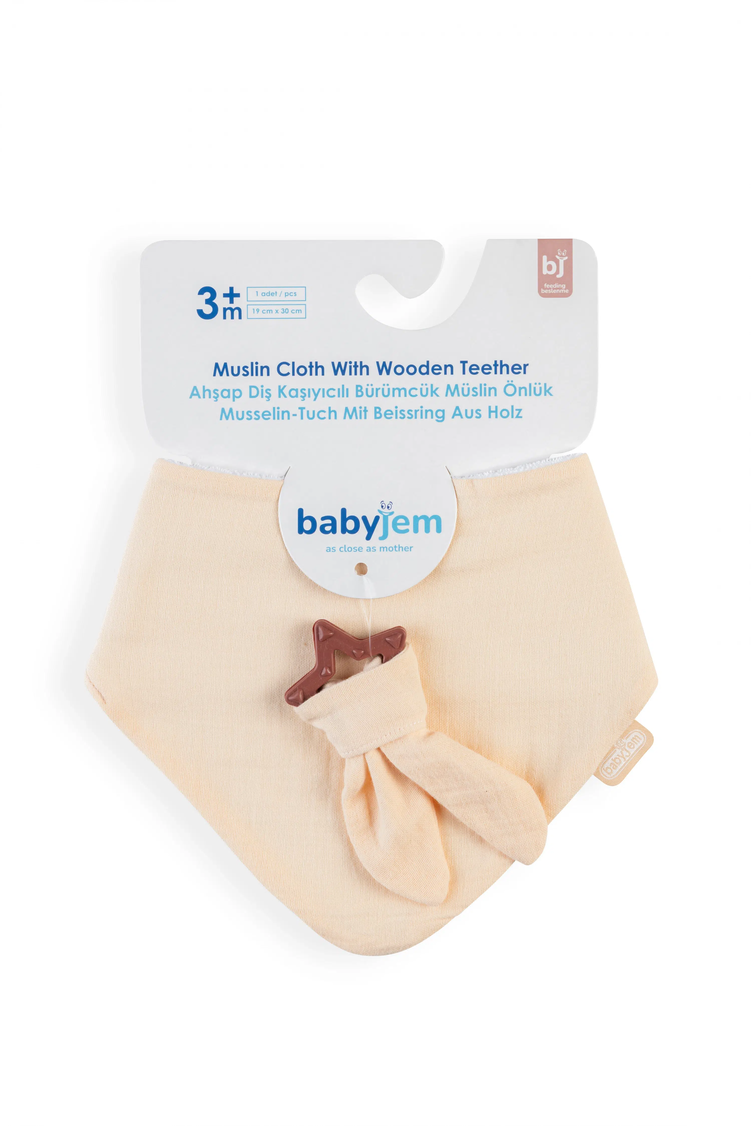 BabyJem Silikon Diş Kaşıyıcılı Müslin Önlük 736 Somon