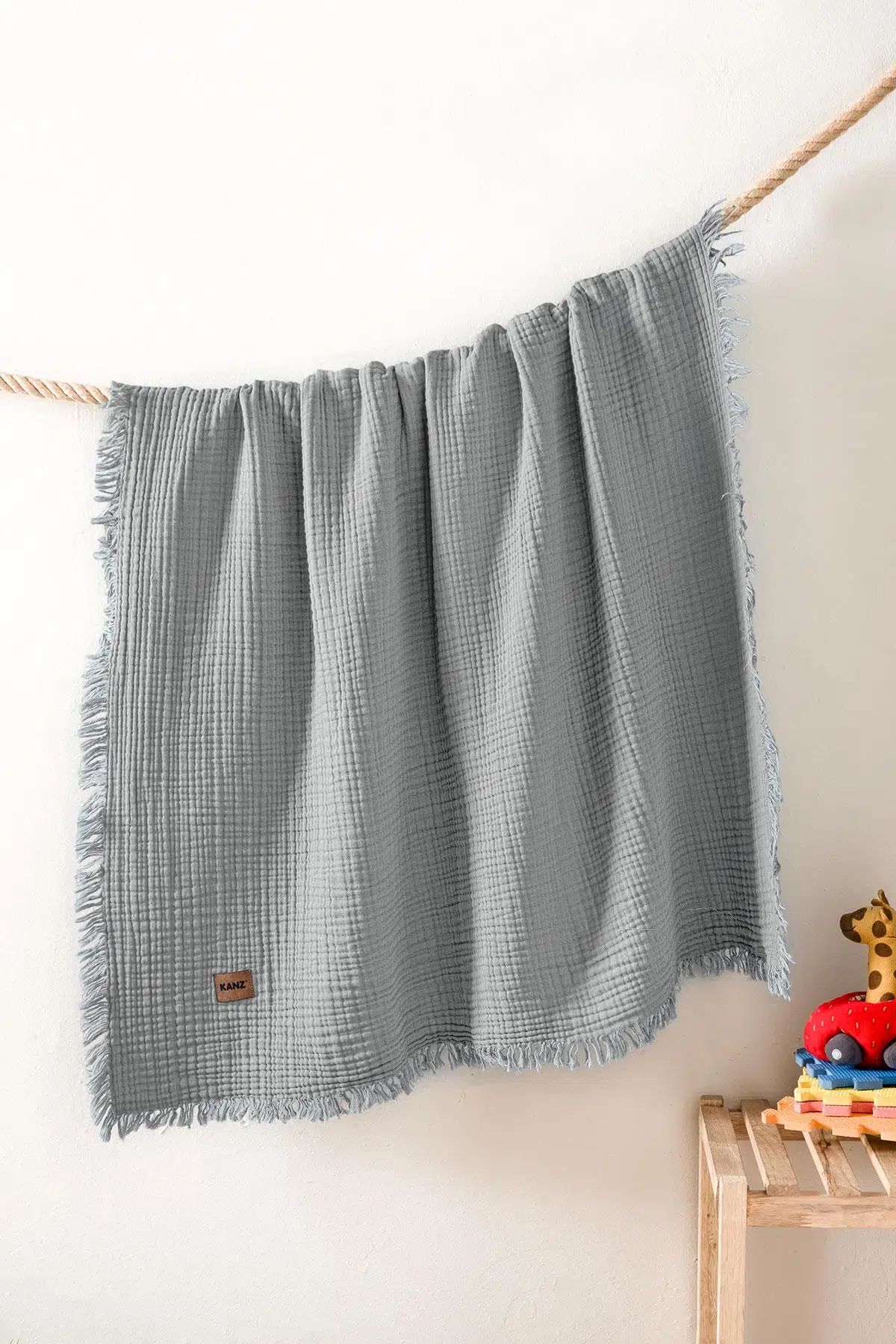 Kanz Bebek 4 Kat Müslin Örtü Knz-027 Gri