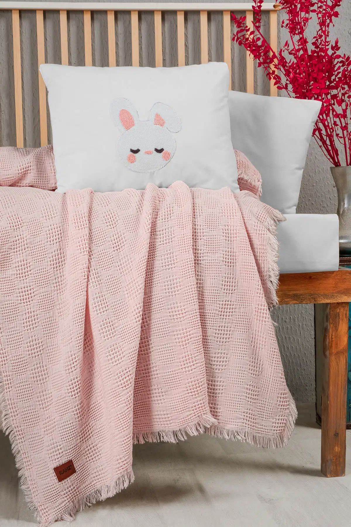 Kanz Bebek Waffle Müslin Nakışlı Pike Knz-021 Bunbun