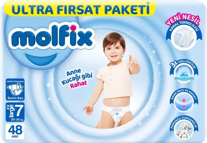 Molfix Bebek Bezi Ultra Fırsat Paketi 7 Beden 20-30 Kg 48 Adet 