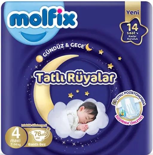 Molfix Tatlı Rüyalar Bebek Bezi 4 Beden 7-14 Kg 76 Adet 