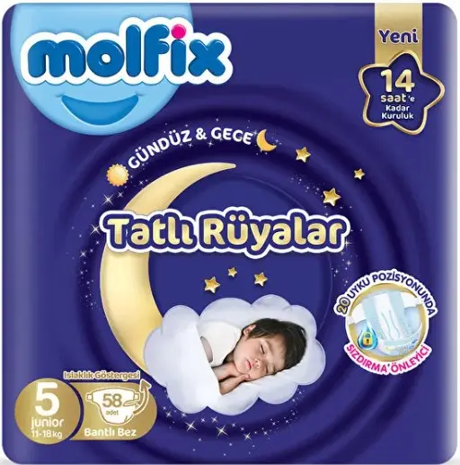 Molfix Tatlı Rüyalar Bebek Bezi 5 Beden 11-18 Kg 58 Adet 