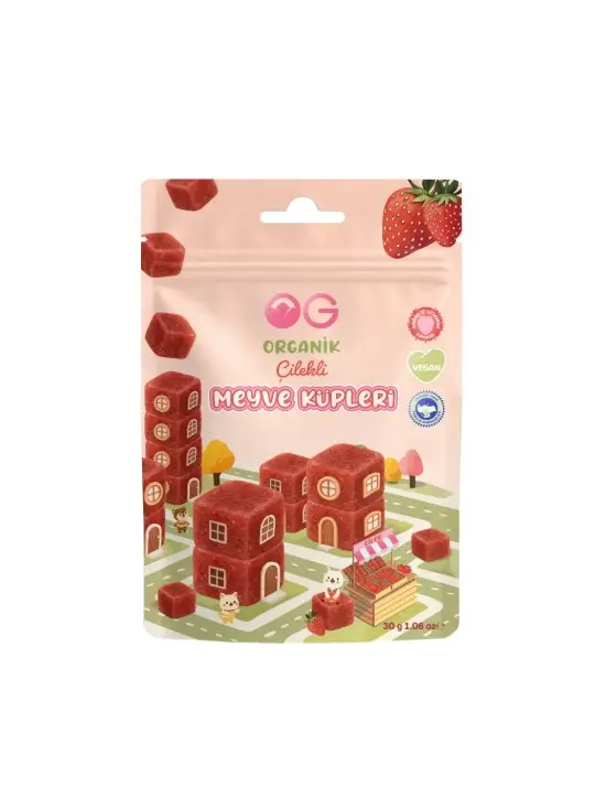 OG Natural Organik Çilekli Meyve Küpleri 30gr 