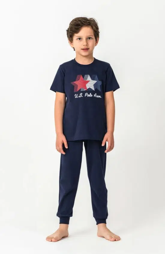 U.S. Polo Kısa Kol Pijama Takım US2441-4 Lacivert